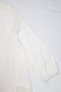Cotton Blouse with Lace Hem in Snow