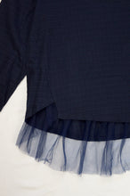 Cotton Blouse with Lace Hem in Midnight
