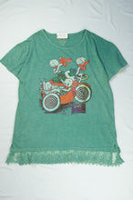 Light Cotton Shirt Dress in Jade with Vintage Donald Duck Print