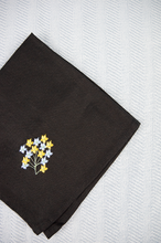 Bloom on Black Linen Table Napkin