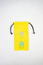 Dotted Flowers on Yellow Twill Mobile Phone Drawstring Pouch