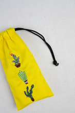 Cactus on Yellow Twill Mobile Phone Drawstring Pouch