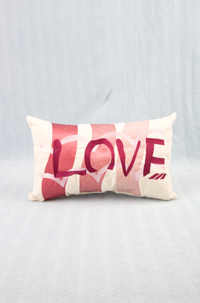 Abstract Love on Natural Canvas Mini Pillow