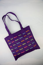 Reduce Reuse Recycle on Purple Cotton Mini Tote