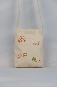 Playful Kitten on Natural Canvas Mini Sling Bag