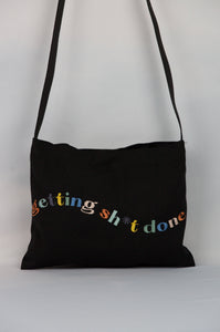 Getting Sh*t Done Black Canvas Small Sling Bag