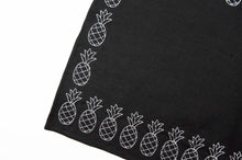 Silver Pineapple Doodles on Black Linen Placemats