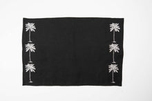 LA in Silver on Black Linen Placemat