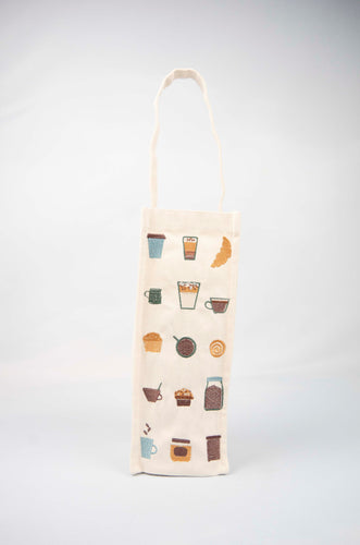 Coffee Lover on Natural Canvas Water Bottle Bag
