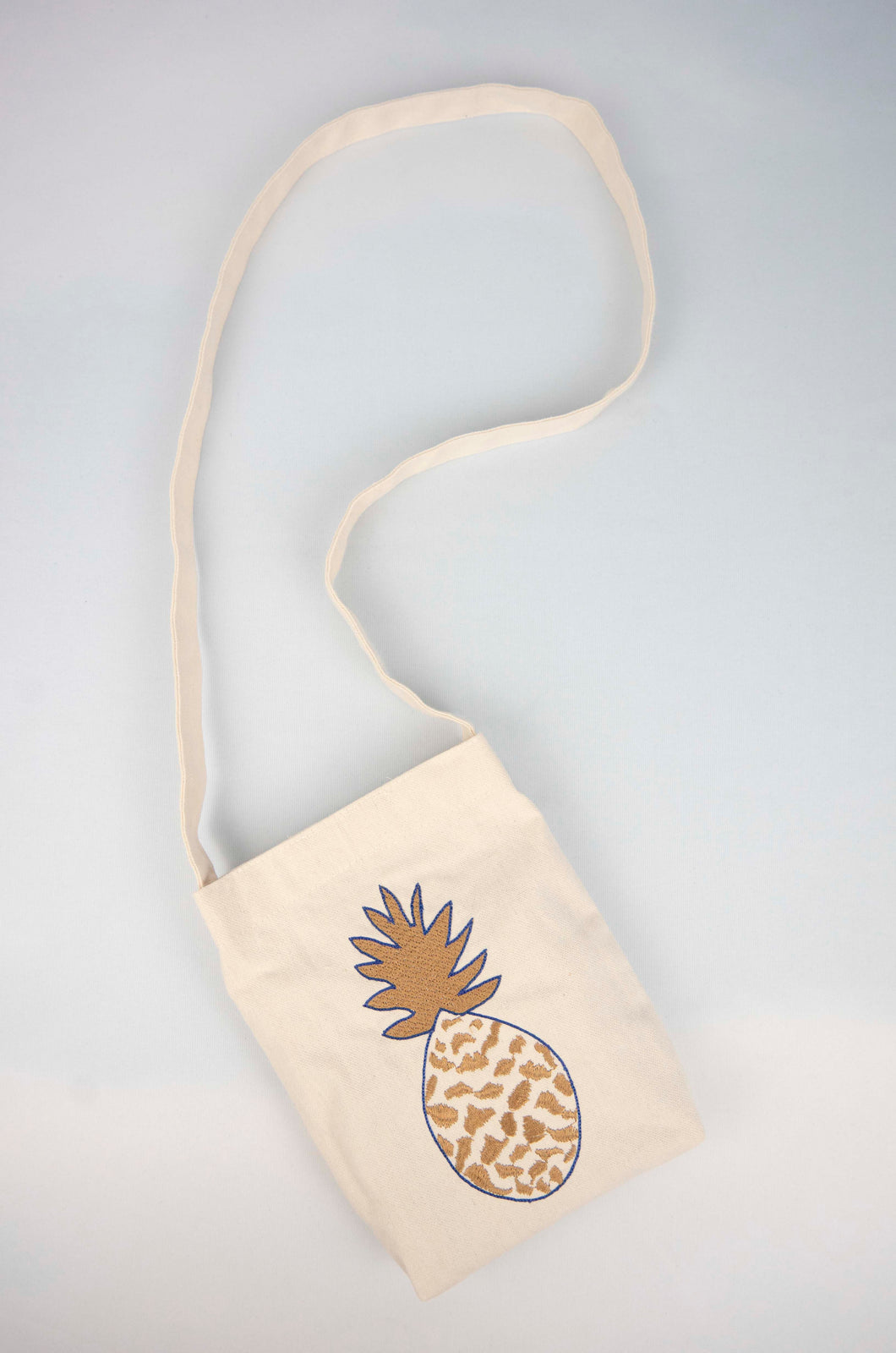 Fancy Pineapple on Natural Canvas Mini Sling Bag