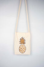 Fancy Pineapple on Natural Canvas Mini Sling Bag
