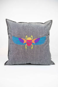 Insect Art on Heavy Denim Cushion Cover