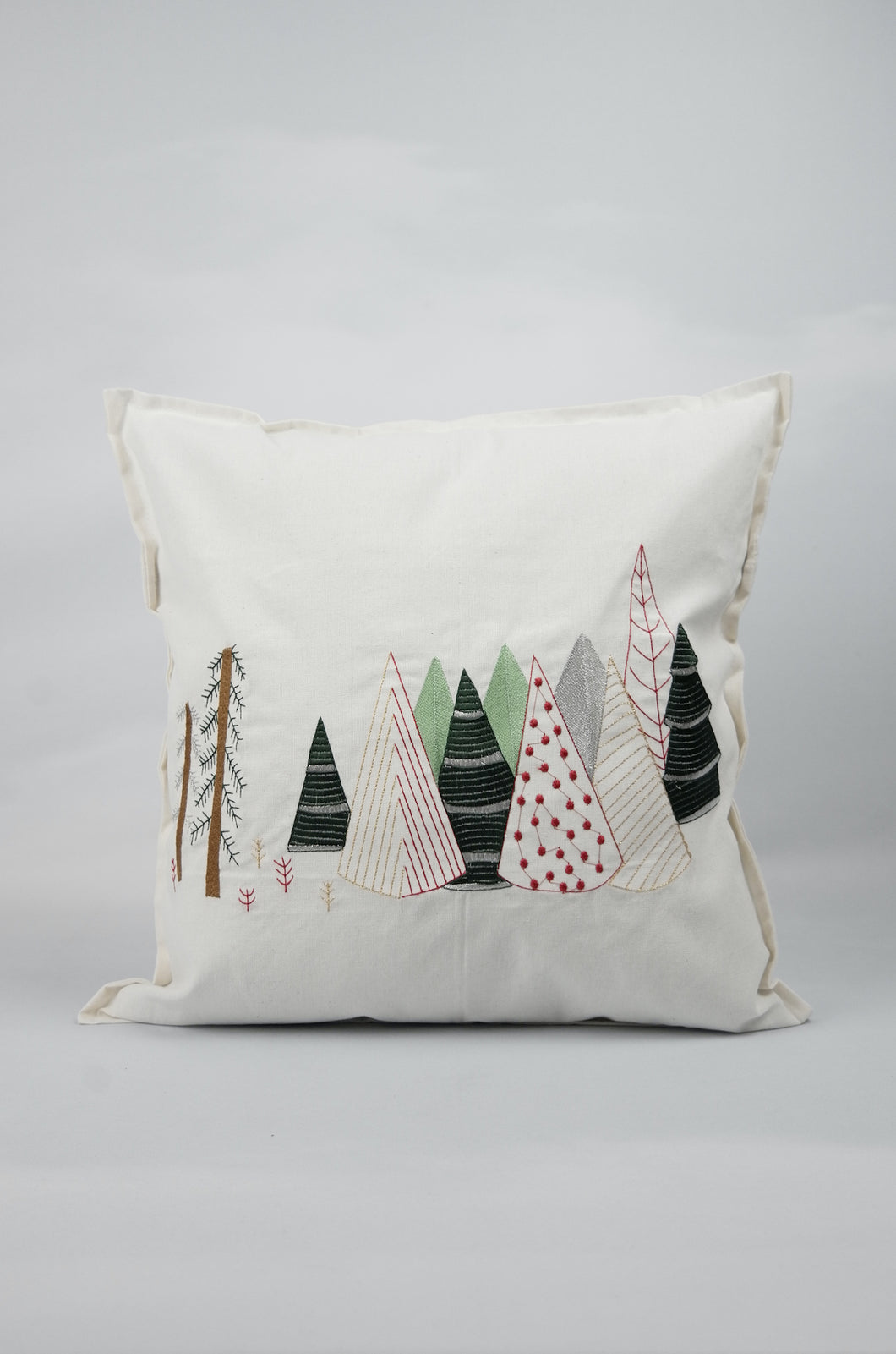 Christmas Forest on Light Canvas Cushion Cover