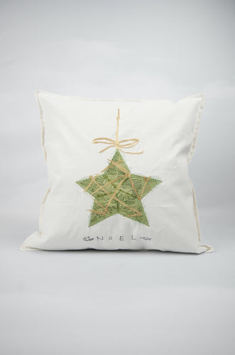 Christmas Star on Light Canvas Cushion Cover