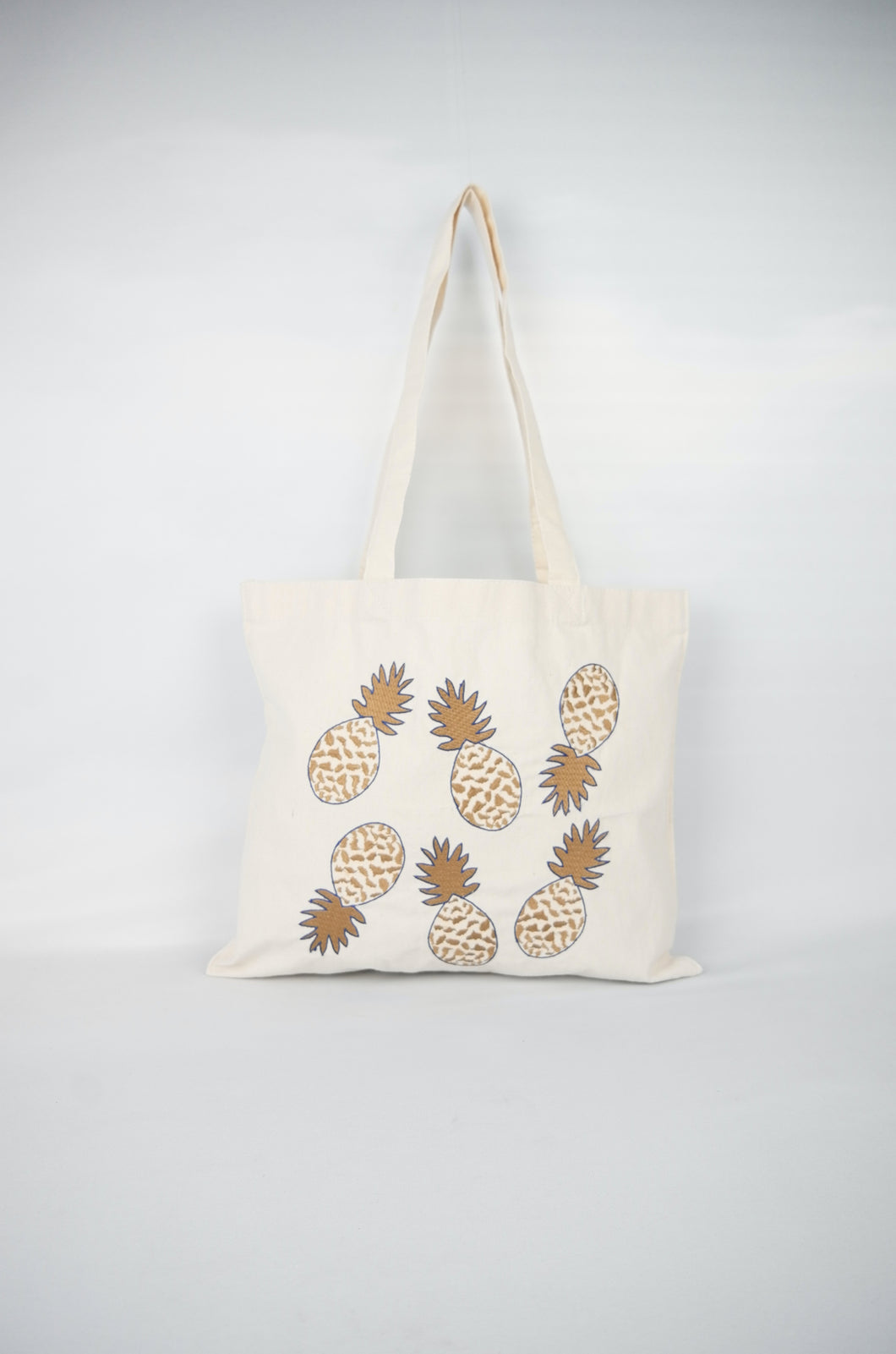 Fancy Pineapple on Small Natural Canvas Tote