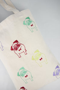 Dapper Pug on Natural Canvas Medium Tote