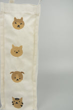 Cat and Dog on Natural Canvas Water Bottle Bag