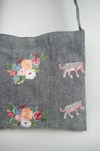 Floral Tiger on Small Denim Sling Bag