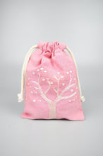 Enchanted Tree on Red Cotton Chambray Mini Drawstring Pouch