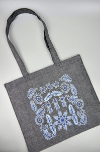 Under the Sea in Blue on Small Heavy Denim Tote