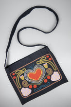 Graphic Heart on Small Dark Denim Sling Bag