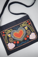 Graphic Heart on Small Dark Denim Sling Bag