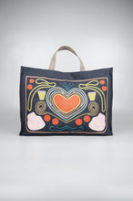 Graphic Heart on Denim Legal Document Sized Expandable Tote