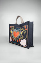 Graphic Heart on Denim Legal Document Sized Expandable Tote
