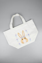 Bunny and Flowers on Natural Canvas Small Handbag