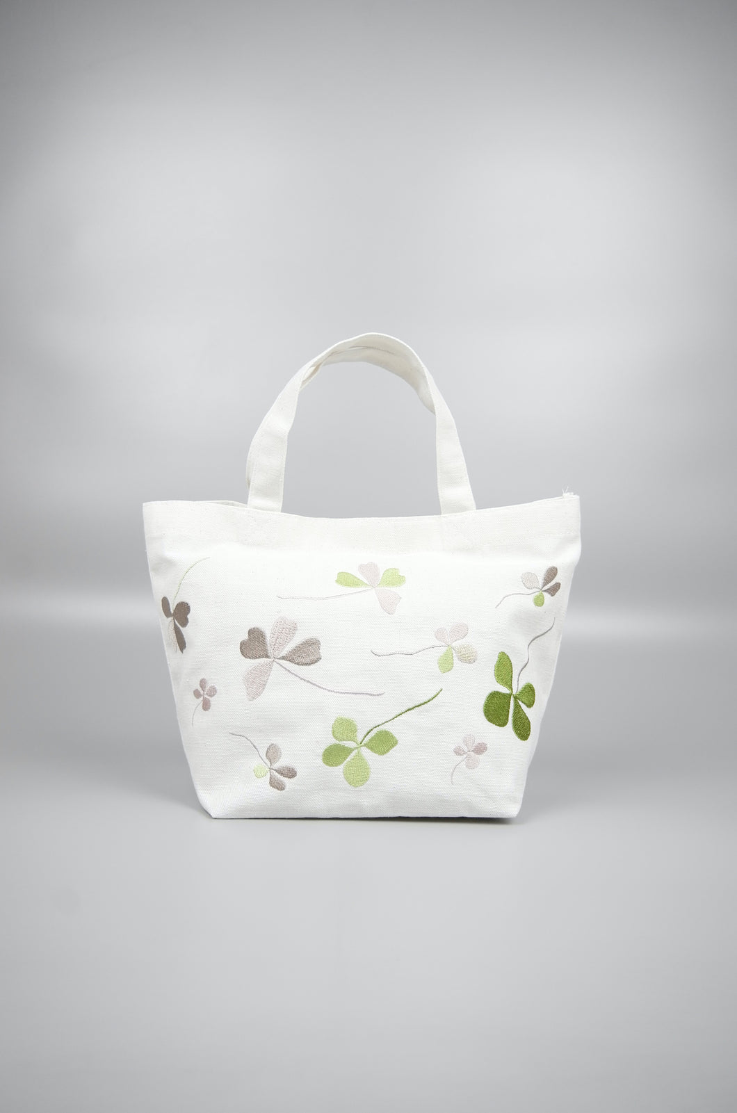 Clover Leaves on Natural Canvas Small Handbag