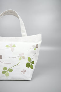 Clover Leaves on Natural Canvas Small Handbag