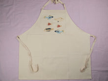 Oriental Fish on Cream Denim Apron
