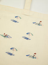 Beach on Natural Canvas Shopping Tote