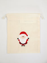 Light Canvas Mini Drawstring Pouch Santa