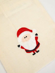 Light Canvas Mini Drawstring Pouch Santa