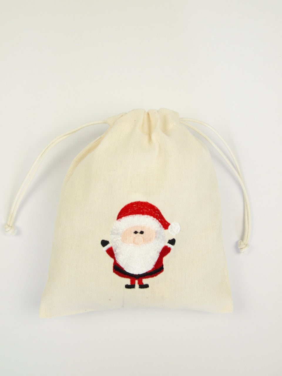 Light Canvas Mini Drawstring Pouch Santa